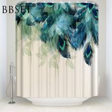 Watercolor Shower Curtain Peacock Feather Pattern Waterproof Multi-size Cortina De Bano Bathroom Decor with 12 Hooks 2024 - buy cheap