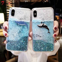 Ballena brillo líquido de Glitter de silicona funda para Huawei Honor 20 10 9 Lite V20 V30 9X 8A 8X 8C 8S 7A Pro Y5 Y6 Y7 Y9 2019 suave de la cubierta del TPU del 2024 - compra barato