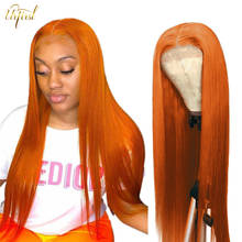 30 32 Ginger Orange Straight Wig Transparent Middle T Part #99J Brazilian Human Hair Wigs For Black Women Lace Wig Pre Plucked 2024 - buy cheap