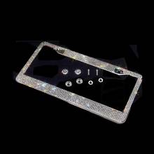 Bling Crystal License Plate Frame Women Luxury Handcrafted Rhinestone Car Frame Plate with Ignition Button Fits USA and Canad 2024 - buy cheap
