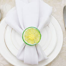 Pack of 6 Lovely Napkin Rings Simulation Lemon Yellow Napkins Holder for Wedding Banquet Summer Party Serviette Table Decor