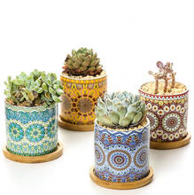 Simple Mandala Ceramics Succulents Plant Flower Pot Geometric Straight Printing Flower Pot Home Garden Decoration 2024 - buy cheap