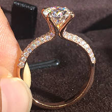 Anel feminino de moissanite 14k au585 ouro rosa, diamantes 1 2 3 4 5 quilates, redondo, elegante, festa de casamento, anel de noivado 2024 - compre barato