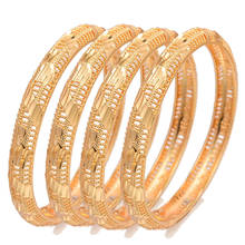 Wando 4pcs/lot Gold colour Bangles For Women/Girl Middle Eastern Jewelry Classic Curved waves Copper Bracelets Jewelry Gifts 2024 - buy cheap