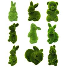 Artificial Plant Green Flocking Toys Handmade Grass Animal Easter Rabbit Bunny D2TD 2024 - buy cheap