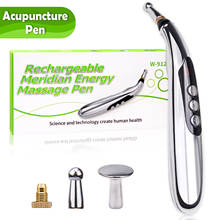 Caneta de acupuntura eletrônica recarregável por usb, máquina de terapia meridiana, massageador, ferramentas de alívio de dor com 3 cabeças massageadoras 2024 - compre barato