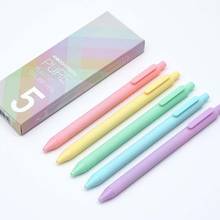 5pcs/set  Macaron Colored Gel Pens Retractable 0.5mm Fine Point Press Pen Black Pens School Supplies Kawaii 2024 - buy cheap