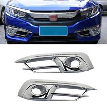 Fog Light Cover Trim For Honda Civic 10th Gen 2016 2017 2018 ABS Chrome Front Fog Lamp Bumper Lid Eyelid Trims Car Styling 2PCS 2024 - buy cheap