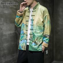 2022 traditional chinese style printing loose blouse hanfu clothing men vintage tang suit oriental shirt kung fu tee tops 2024 - buy cheap