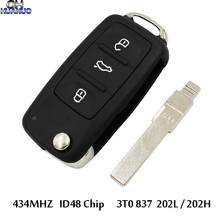 3 кнопки замены Новый дистанционный Автомобильный ключ смарт брелок 434 МГц с чипом ID48 для VW для Skoda 3T0 837 202L/202 H 2024 - купить недорого