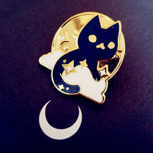YAOJIE-broche de gato y luna de dibujos animados, insignias de Metal esmaltadas, broches de Pin de solapa, chaquetas, Jeans, accesorios de joyería 2024 - compra barato