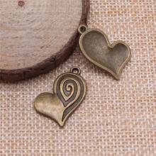 Charms for Jewelry Making Findings Handmade DIY Craft 20pcs Antique Bronze Color 24x22mm Heart Charms Pendant 2024 - buy cheap