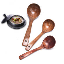 Натуральная деревянная большая ложка для супа с длинной ручкой для приготовления пищи, ложка для риса Ramen, ложка для супа, столовая посуда, кухонная утварь 2024 - купить недорого