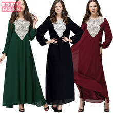 Plus Size 5XL 6XL 7XL Boho Abaya Musulmane Long Chiffon Lace Maxi Dress Women Dubai Turkish Islamic Arab Prayer Clothing 2024 - buy cheap