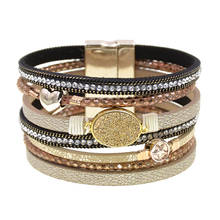 women bracelet bohemia leather bracelets Multilayer Wrap Bracelets for women Magnetic Clasp bracelet Female Jewelry 2024 - купить недорого