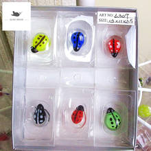 Wholesale custom miniature glass Ladybug figurines fairy garden Easter decor handmade Flat bottom glass ladybird animal statues 2024 - buy cheap