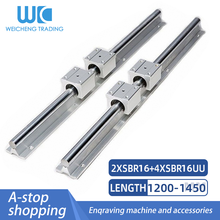 2 peças sbr16 guias lineares 1150/1200/1250/1300/1350/1400/1450mm suporte de trilho de eixo linear + 4 peças sbr16uu blocos de rolamento linear 2024 - compre barato