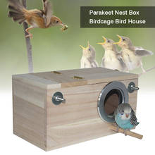 Caja de nido de periquito, jaula de pájaro, casa de cría de aparejos de madera para pájaros amorosos, casa de madera 2024 - compra barato