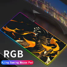 Mousepad customizado com rgb valorant, mouse pad de borracha com fio usb com led e luz de fundo grande para jogos 2024 - compre barato
