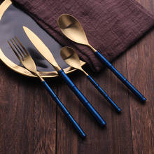 New Blue Gold Cutlery Set Tableware Kit Flatware Sets 304 Stainless Steel Kitchen Cutlery Drop Ship Fork Spoon Knife Set 2024 - buy cheap