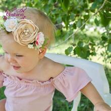 Nishine tiara floral de nylon, faixa elástica para cabelo feminina, turbante recém-nascido, acessórios para cabelo, adereços para fotos de crianças 2024 - compre barato