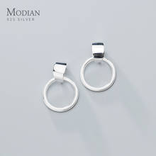 MODIAN-pendientes minimalistas de Plata de Ley 925 para mujer, joyería fina con forma de gota, círculo geométrico, diseño 2020 2024 - compra barato