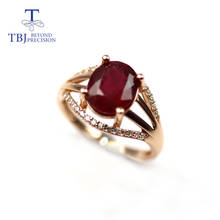 TBJ, овальная огранка 8*10 натуральный 3 карат красный рубин драгоценный камень кольцо 925 пробы ювелирные украшения для женщин wift мама хороший подарок 2024 - купить недорого