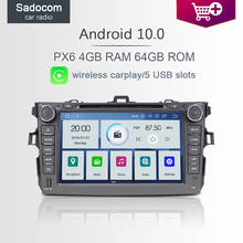 720P PX6 2din Android 10,0 reproductor de DVD del coche 6 Core 64GB ROM 4GB RAM autoradio coche radio para Toyota Corolla 2006-2009, 2010, 2011 2024 - compra barato