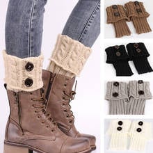 1 Pair Women Short Button Crochet Leg Warmers Winter Fall Knit Boot Cuffs Socks Boot Warmers Boot Toppers Gaiters Leg Warmers 2024 - buy cheap