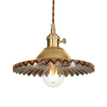 Lámpara Colgante LED nórdica de cobre, accesorio para dormitorio, sala de estar, decoración con interruptor, pantalla de cristal 2024 - compra barato