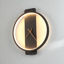 Nordic Square Round Wall Lamp with Clock Creative Bedside Bedside Wall Light LED Lighting Black Copper Indoor Home Fixtures 2024 - buy cheap