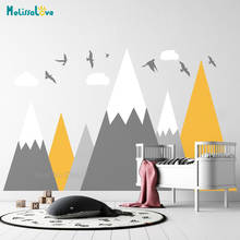 Peel and stick mountain Wall Decal Baby Room Nursery Adventure Theme Cloud Birds Pattern Removable Vinyl Wall Stickers BA972 2024 - buy cheap