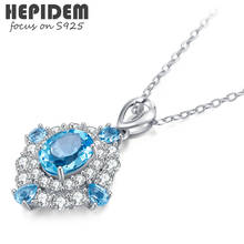 HEPIDEM 100% Really Topaz Pendant Necklace Women 925 Sterling Silver Natural Blue Gemstones Choker Statement with Chain H1280 2024 - buy cheap