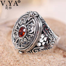 V.YA 925 Silver Gawu Box Ring Red Zircon Silver Jewelry Original S925 Sterling Silver Buddhist Scriptures Rings for Women 2024 - buy cheap