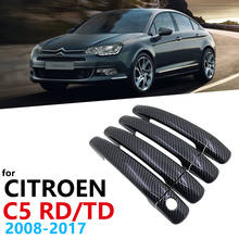 Gloss Black Carbon Fiber Door Handles Cover for Citroen C5 RD TD 2008~2017 Car Accessories Stickers Styling 2009 2010 2011 2012 2024 - buy cheap