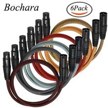 Bochara плетеный кабель XLR с разъемом типа «Папа-мама», 3-контактный разъем из медной фольги OFC + Плетеный экранированный кабель для усилителя, миксера с микрофоном, 6 шт. в упаковке 2024 - купить недорого