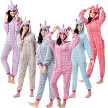 Unicorn onesies unissex inverno kigurumi onesies mulheres homens pijamas anime trajes adultos flanela pijamas 2024 - compre barato