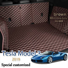 Leather Car Trunk Mat For Tesla Model 3 2019 Cargo Liner Accessories Interior Boot 2024 - buy cheap