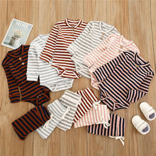 Baby Boys Clothes Set Autumn Winter Newborn Baby Girls Striped Ribbed Knitted Long Sleeve Bodysuits+Pants Casual Outfits Suits 2024 - buy cheap