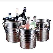 Cubo de hielo de acero inoxidable, contenedor grueso para Bar, fiesta, champán, barril de vino, Plata 2024 - compra barato