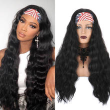 Long Synthetic Headband Wig Water Wave Wig With Scarf Heat Resistant Hair Head Band Wigs For Women African Americans Daily Party 2024 - buy cheap