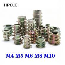 10-50Pcs m4*8 m5*10 m6*8 m6*10 m6*13 m6*15 m8*20 Zinc Alloy Thread For Wood Insert Nut Flanged Hex Drive Head Furniture Nuts 2024 - buy cheap