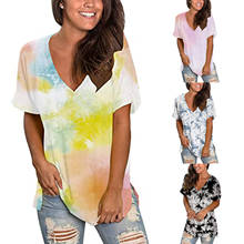 Camiseta feminina de verão com estampa degradê, camiseta de manga curta, plus size, xxl, fashion casual, 2020 2024 - compre barato