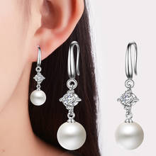 Gran oferta pendientes de perlas naturales para mujer Plata de Ley 925 de agua dulce AAAA pendientes de perlas blancas pendientes de joyería Brincos 2024 - compra barato
