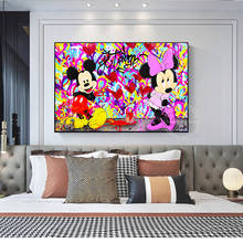 Colorful Graffiti Disney Mickey Mouse Canvas Painting Abstract Posters and Prints Cuadros Wall Art Picture for Home Living Room 2024 - buy cheap