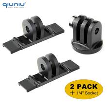 QIUNIU-Adaptador de guía de riel de aleación de aluminio, soporte de montaje + adaptador de trípode 1/4 para cámara de fusión GoPro, accesorio para Go Pro, 2 uds. 2024 - compra barato