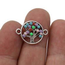 JAKONGO-Conectores de árbol de la vida chapados en plata y cristal colorido para hacer joyas, accesorios para pulseras, 17x22mm, 5 uds. 2024 - compra barato