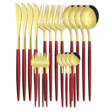 Juego de cubiertos de oro rojo, cuchillos, tenedor de pastel, cuchara de café, vajilla de acero inoxidable, vajilla de cocina, 5 unids/set por juego 2024 - compra barato