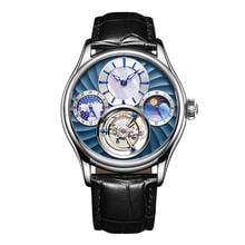 Fyp tourbillon relógio totalmente automático mecânico multifuncional fase da lua display luminoso marca de luxo relógio de negócios 2024 - compre barato