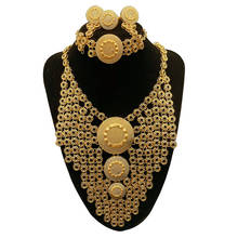Conjunto de joias estilo dubai femininas, acessórios para casamento e colar com brincos dourados e pulseiras para casamento 2024 - compre barato